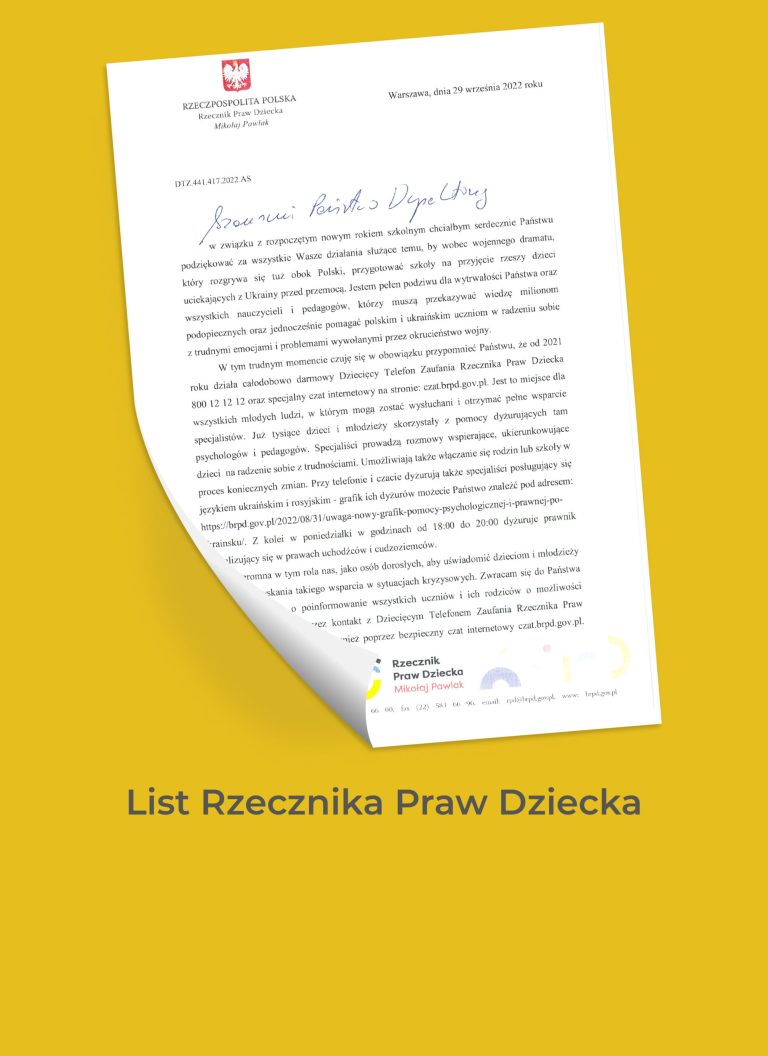List Rzecznika Praw Dziecka
